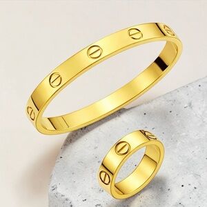 Gold Plated Bangle Bracelet Get Ring FREE Set
